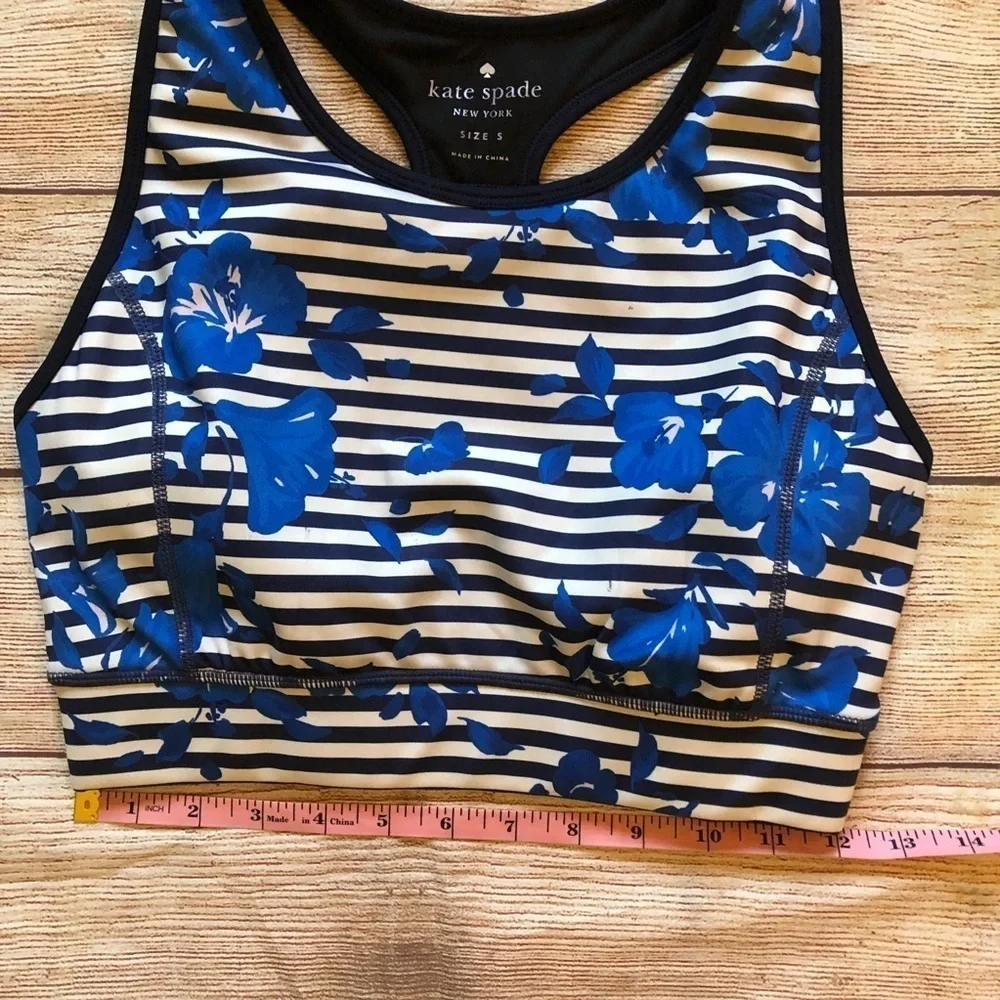 Kate Spade Blue Hibiscus Stripe Sports Bra‎ ✨